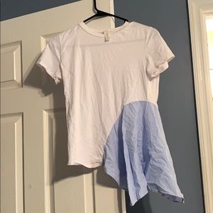 White with blue stripe Maternity T-shirt